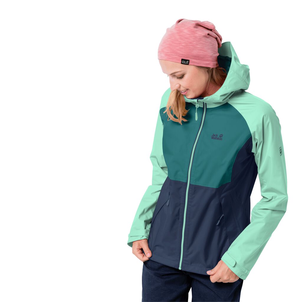 Jack Wolfskin MOUNT ISA Vestes Femme Indigo Foncé Turquoise Vert - ZCKEJXF-51